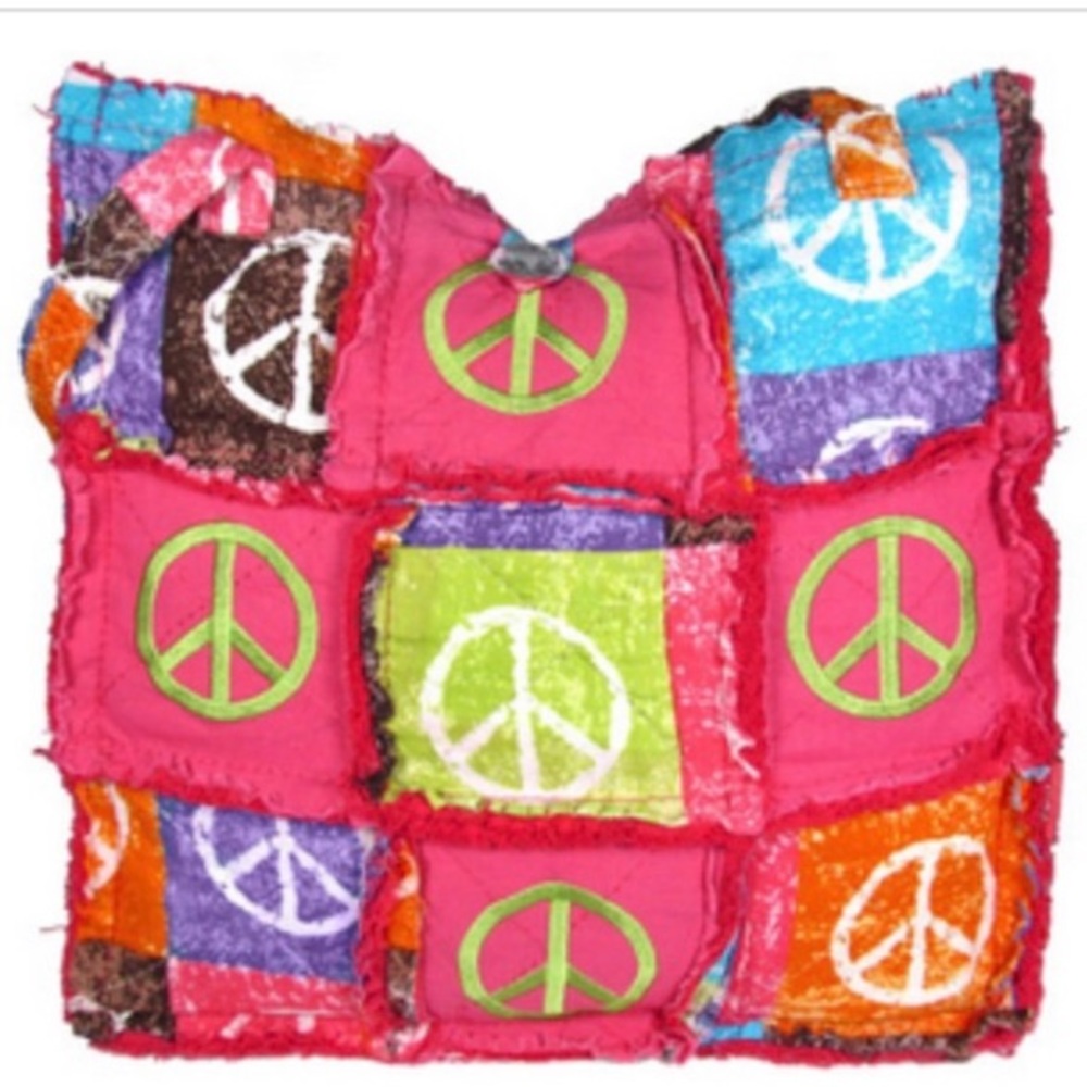 Patchwork Boho Peace Messenger/Tote Bag
